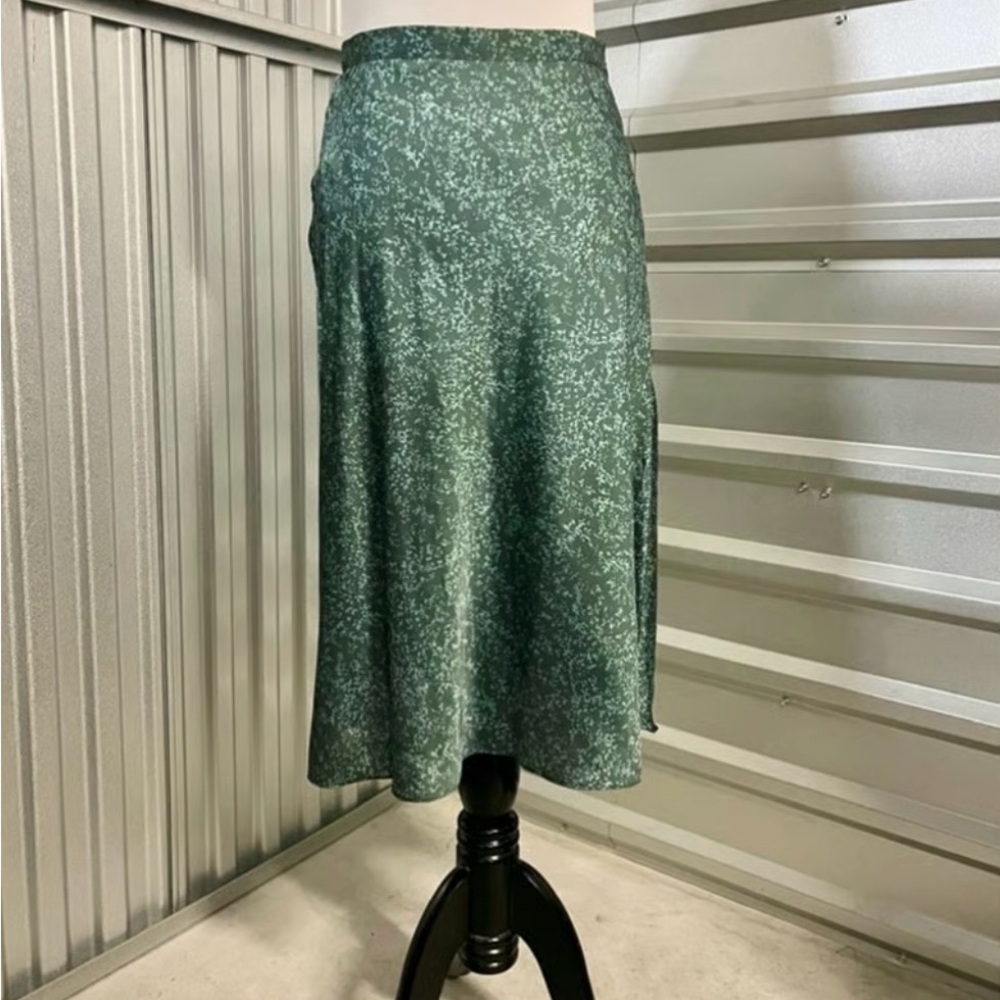 GIANNA BINI Green Botanical Patterned Midi A-line Skirt size 6